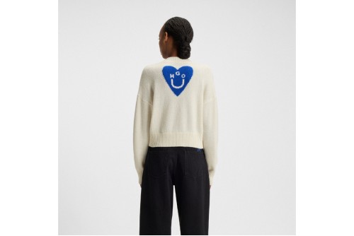 Hugo Scutie_B Happy Heart V-Neck Πουλόβερ Γυναικείο (50543059 992)