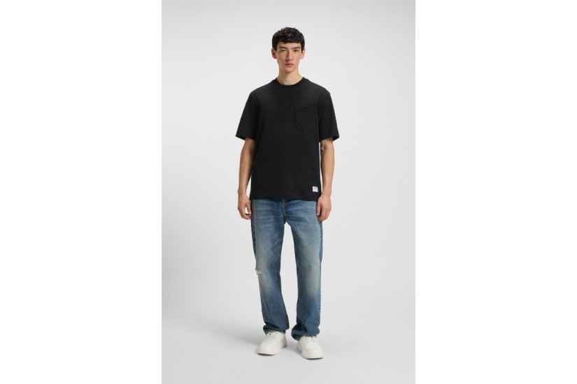 Hugo Nestite With Logo Label Ανδρικό Κοντομάνικο T-Shirt Μαύρο