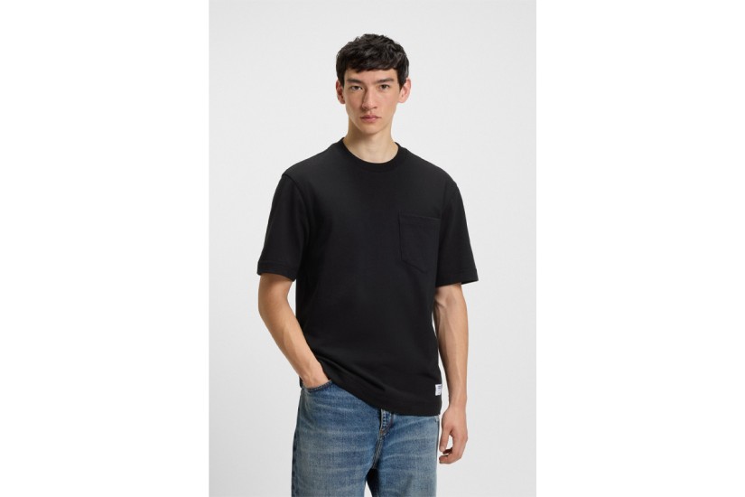 Hugo Nestite With Logo Label Ανδρικό Κοντομάνικο T-Shirt Μαύρο