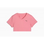 Puma Train All Day Essentials V-Neck Γυναικείο Κοντομάνικο T-Shirt Μπεζ