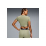Puma Strong Γυναικεία Κοντομάνικη Crop Top Μπλούζα Λαδί