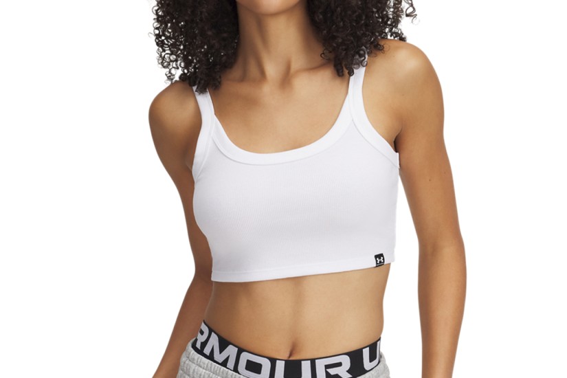 Under Armour Rival Rib Baby Γυναικείο Αμάνικο Crop Top Λευκό