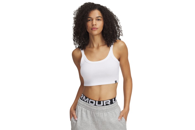 Under Armour Rival Rib Baby Γυναικείο Αμάνικο Crop Top Λευκό