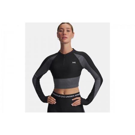 Under Armour Heatgear Rib 1-4 Zip Crop Top Μακρυμάνικο Γυναικείο 