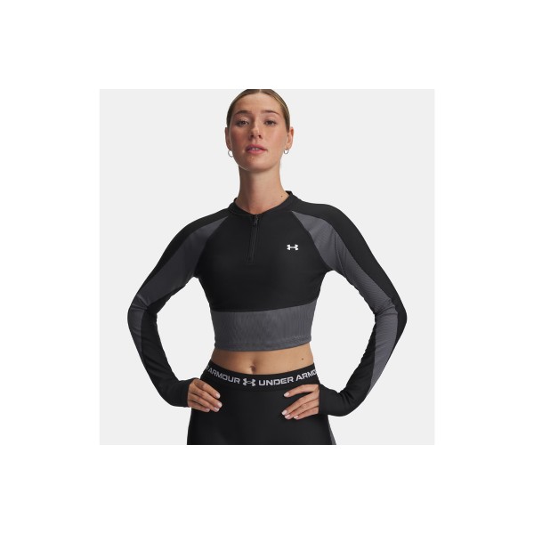 Under Armour Heatgear Rib 1-4 Zip Crop Top Μακρυμάνικο Γυναικείο (6003981 004)