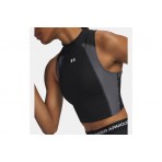 Under Armour Heatgear Rib Γυναικείο Αμάνικο Crop Top Μαύρο, Ανθρακί