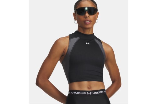 Under Armour Heatgear Rib Crop Top Αμάνικο Γυναικείο (6003985 001)