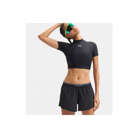 Under Armour Heatgear Γυναικείο Κοντομάνικο Crop Top Mock Μαύρο
