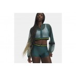 Under Armour Heatgear Mesh Cropped Γυναικεία Πολυεστερική Ζακέτα με Κουκούλα Πετρόλ, Λαχανί, Μαύρη