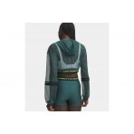 Under Armour Heatgear Mesh Cropped Γυναικεία Πολυεστερική Ζακέτα με Κουκούλα Πετρόλ, Λαχανί, Μαύρη