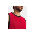 Under Armour Hoops 695 Ανδρική Αμάνικη Μπλούζα Κόκκινη, Μαύρη