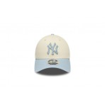 New Era New York Yankees Side Script 9Forty Καπέλο Snapback Εκρού, Σιέλ