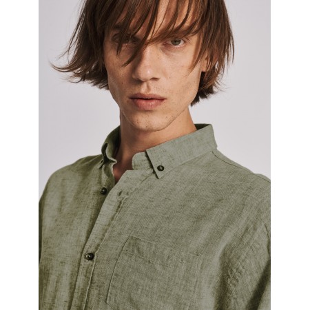 Staff Πουκάμισο Απο Λινό Και Βαμβάκι. Khaki 61-011.049.ν0093 