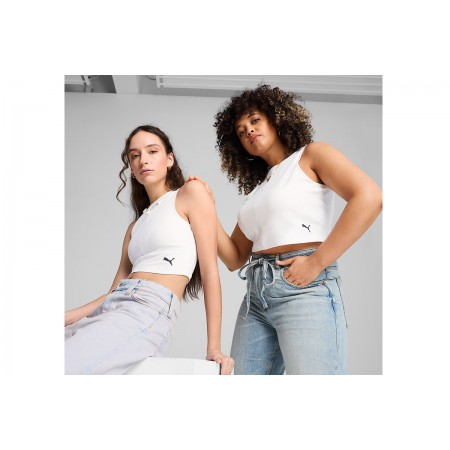 Puma Wardrobe Ess Ribbed Crop Top Αμάνικο Γυναικείο 