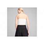 Puma Wardrobe Essentials Γυναικείο Αμάνικο Crop Top Λευκό