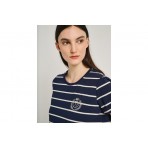 Staff Γυναικείο Κοντομάνικο Ριγέ T-Shirt Μπλε Σκούρο, Λευκό