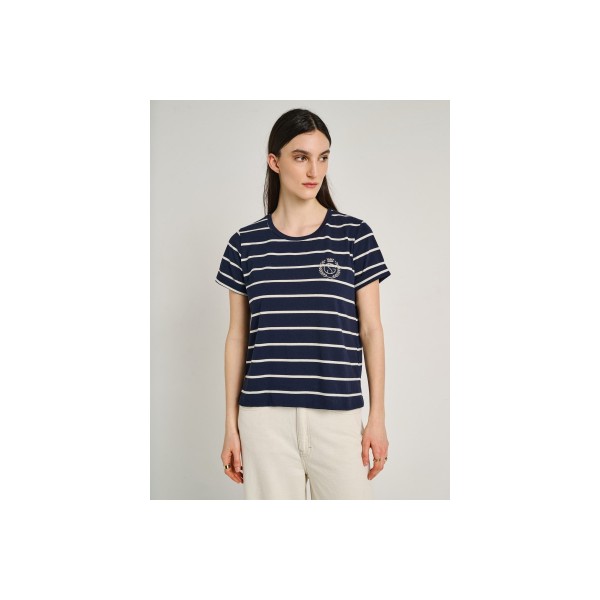 Staff Γυναικείο Κοντομάνικο Bαμβακερό Ριγέ Μπλουζάκι Μπλε 63-005. (63-005.055 BLUE NAVY)