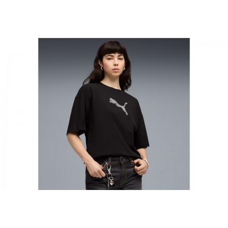 Puma Essentials Graphics Bedazzled Oversized T-Shirt Γυναικείο (634566 01)