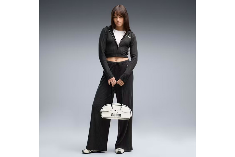 Puma Essentials Ribbed Γυναικεία Πολυεστερική Ζακέτα με Κουκούλα Μαύρη