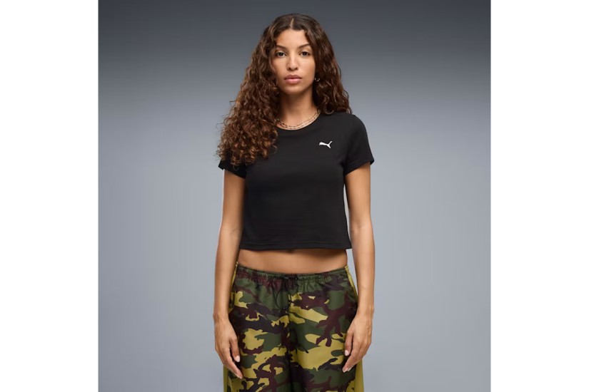 Puma Essentials Baby Cropped Γυναικείο Κοντομάνικο T-Shirt Μαύρο, Λευκό