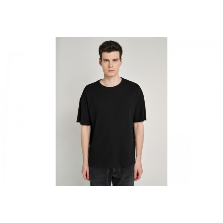 Staff Ανδρικό Μπλουζάκι  Χαλαρή Εφαρμογή Κοντο Μανίκι Μαυρο 64-02 