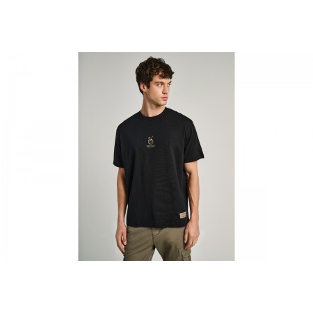 Staff Ανδρικό Μπλουζάκι  Χαλαρή Εφαρμογή Κοντο Μανίκι Μαυρο 64-02 