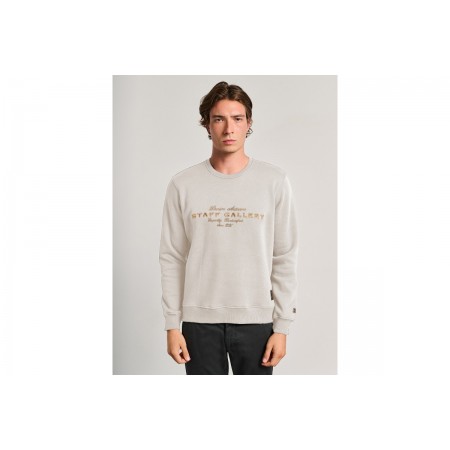 Staff Ανδρικό Φούτερ Λαιμοκοψη Κρεμ 64-111.054.ν0060 