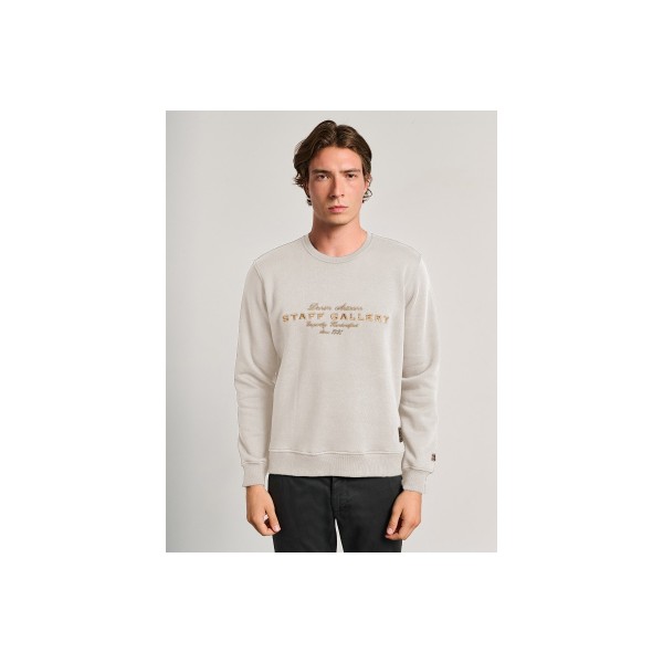 Staff Ανδρικό Φούτερ Λαιμοκοψη Κρεμ 64-111.054.ν0060 (64-111.054 CREAM)