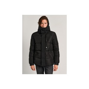 Staff Ανδρικό Φουσκωτό Μπουφάν Με Κουκούλα Μαυρο 66-007.054.ν0090 (66-007.054 N0090-BLACK)