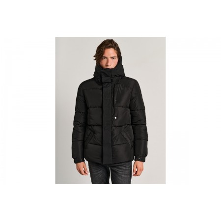 Staff Ανδρικό Φουσκωτό Μπουφάν Με Κουκούλα Μαυρο 66-007.054.ν0090 