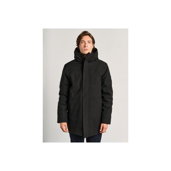 Staff Ανδρικό Μπουφάν Πάρκα Με Κουκούλα Μαυρο 66-302.054.ν0090 (66-302.054 N0090-BLACK)