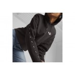 Puma Ess Power Tape Cropped Γυναικείο Φούτερ Με Κουκούλα Μαύρο