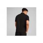 Puma Ess No 1 Logo Pique Ανδρική Κοντομάνικη Polo Μπλούζα Μαύρη