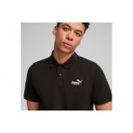 Puma Ess No 1 Logo Pique Ανδρική Κοντομάνικη Polo Μπλούζα Μαύρη