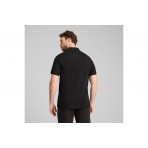 Puma Ess Pique Ανδρική Κοντομάνικη Polo Μπλούζα Μαύρη