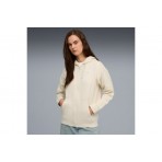 Puma Essentials Tape Γυναικεία Βαμβακερή Ζακέτα με Κουκούλα Εκρού