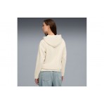 Puma Essentials Tape Γυναικεία Βαμβακερή Ζακέτα με Κουκούλα Εκρού
