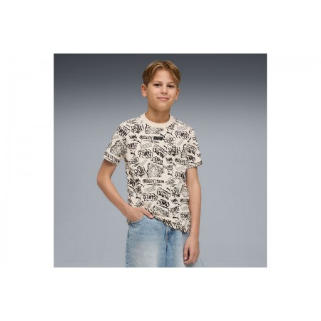 Puma Mid90S Aop Tee Παιδικό Κοντομάνικο T-Shirt Σάπιο Μήλο, Μαύρο