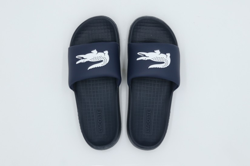Lacoste Serve Slides 1.0 Ανδρικές Παντόφλες Μπλε Σκούρο, Λευκές