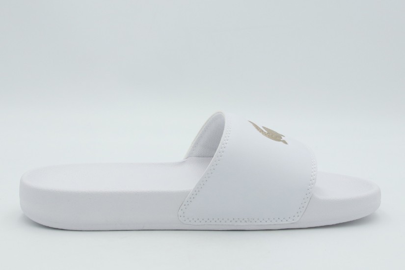 Lacoste Serve Slides Γυναικείες Παντόφλες Λευκές, Μπρονζέ