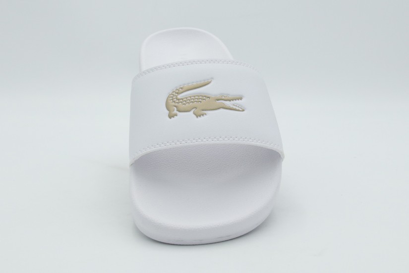 Lacoste Serve Slides Γυναικείες Παντόφλες Λευκές, Μπρονζέ