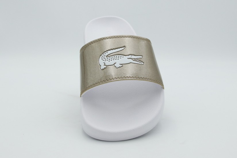 Lacoste Serve Slides Γυναικείες Παντόφλες Χρυσές, Λευκές