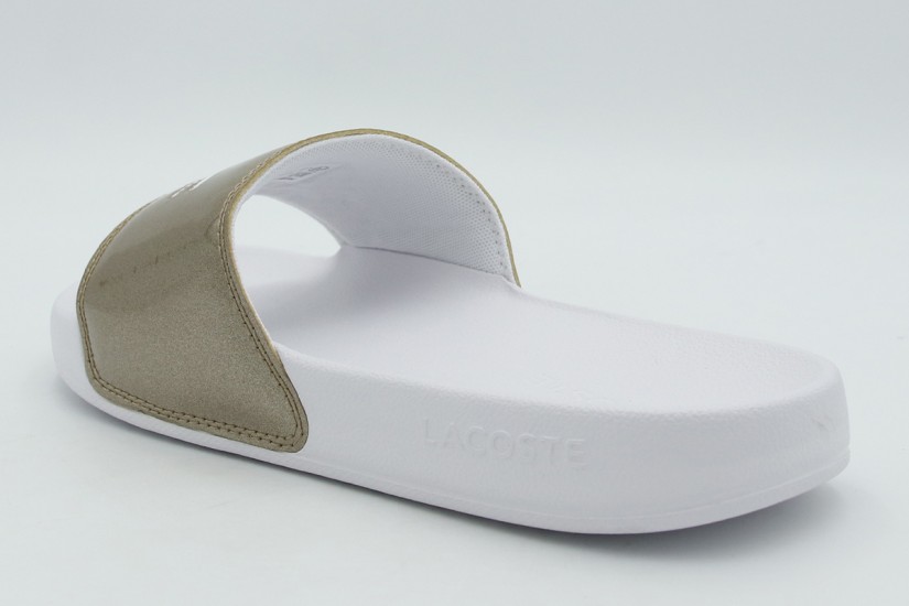 Lacoste Serve Slides Γυναικείες Παντόφλες Χρυσές, Λευκές