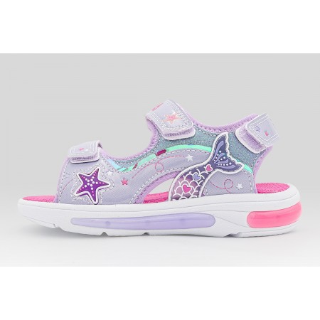 Fila Mermaid Velcro Lights Βρεφικά Σανδάλια Λιλά, Διάφορα Χρώματα