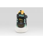 Fila Wave Memory Velcro Βρεφικά Sneakers Μαύρα, Κίτρινα, Λευκά, Τυρκουάζ