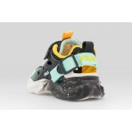 Fila Wave Memory Velcro Βρεφικά Sneakers Μαύρα, Κίτρινα, Λευκά, Τυρκουάζ