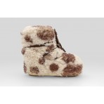 Moon Boot Icon Cow Print Low Curly Μπότες Χιονιού Καφέ, Μπεζ