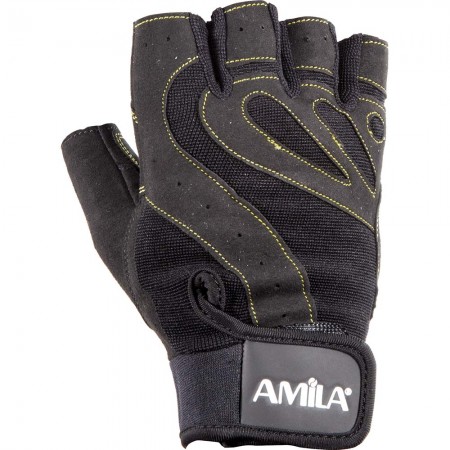 Amila Γάντια ’Ρσης Βαρών Amila Leather Μαύροκίτρινο Xxl 