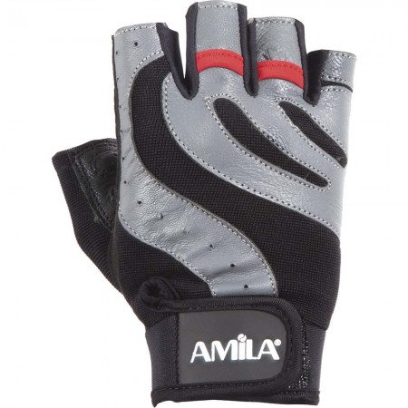 Amila Γάντια ’Ρσης Βαρών Amila Leather Μαύρογκρι S 