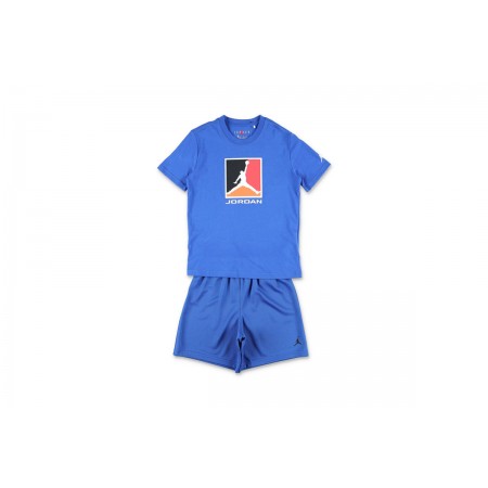 Jordan Brooklyn Baseline Mesh Παιδικό Σετ Κοντομάνικη Μπλούζα - Σορτς Μπλε